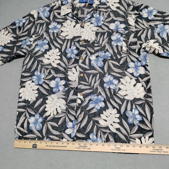 OP Ocean Pacific Men's Hawaiian Button Shirt Size Large Cotton Tropical Floral - Picture 9 of 12